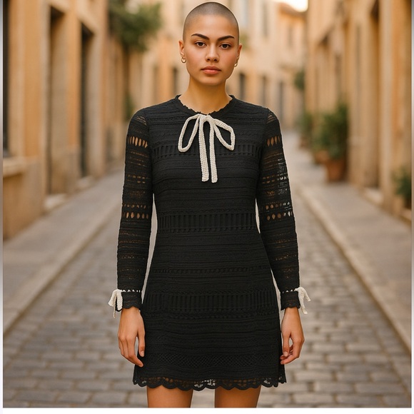 Alexis AntheaAurora Lace Black Dress with Bow Detail